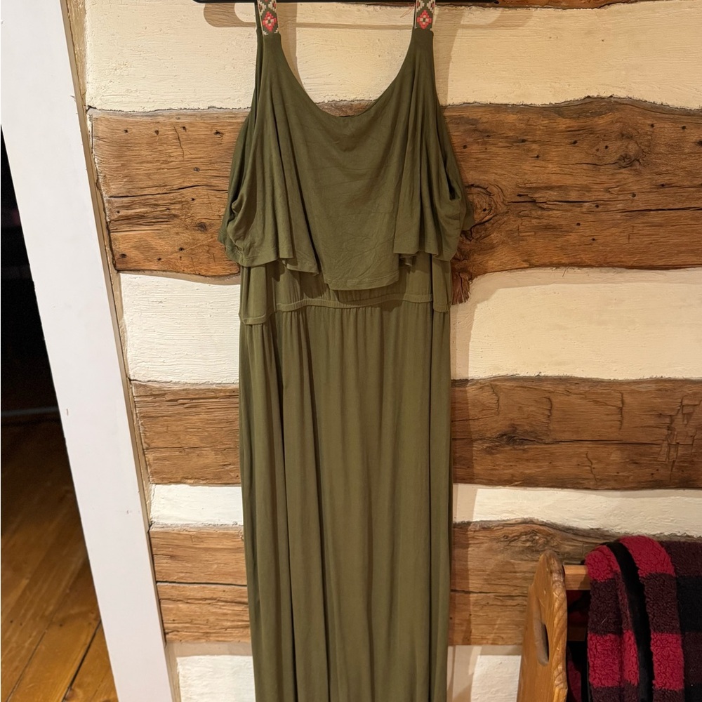 Elegant Olive Green Maxi Dress